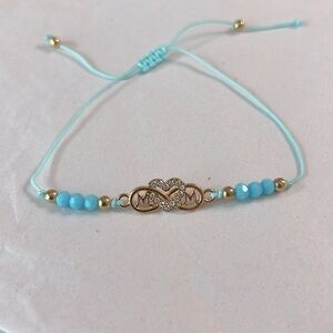 Mom Beaded Rhinestone Infinity Heart Charm Bracelet